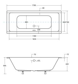 Wanna prostokątna 180x80 cm do zabudowy, z ultra cienkim rantem Besco Quadro Slim #WAQ-180-SL biały połysk