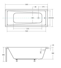 Wanna prostokątna 180x80 cm Besco Modern 180 #WAM-180-MO biały połysk