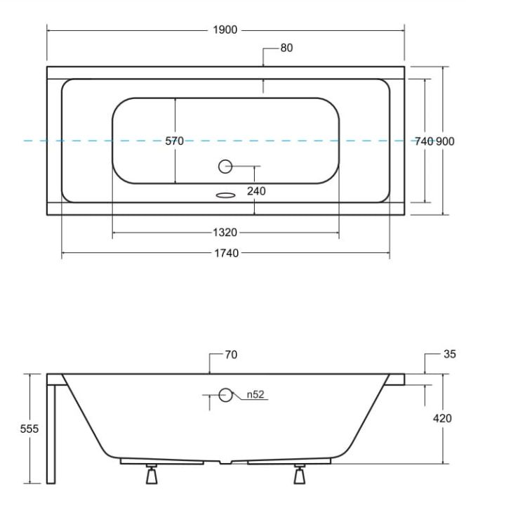 Wanna prostokątna 190x90 cm Besco Quadro #WAQ-190-PK biały połysk