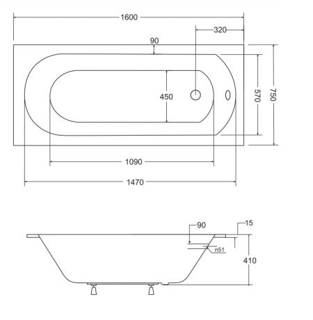 Przejdź do produktu Wanna prostokątna 160x75 cm Besco Intrica Slim z niskim rantem #WAIN-160-SL