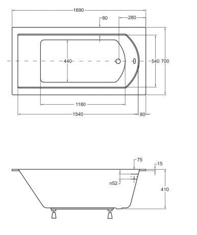 Przejdź do produktu Wanna prostokątna 170x70 cm do zabudowy, z cienkim rantem Besco Shea Slim #WAS-170-SL biały połysk