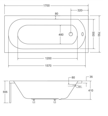 Przejdź do produktu Wanna prostokątna 170x75 cm Besco Intrica #WAIN-170-PK biały połysk