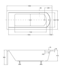 Wanna prostokątna 170x70 cm Besco Shea #WAS-170-PK biały połysk
