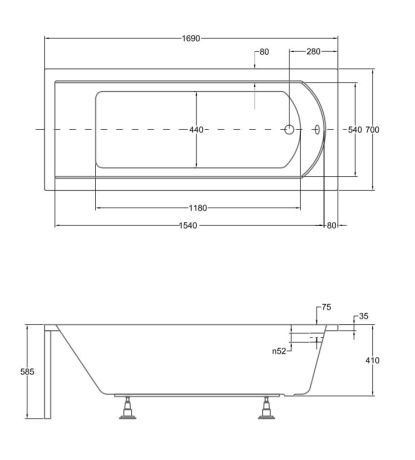Przejdź do produktu Wanna prostokątna 170x70 cm Besco Shea #WAS-170-PK biały połysk