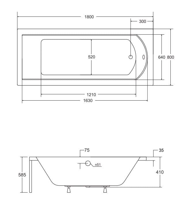 Wanna prostokątna 180x80 cm Besco Shea #WAS-180-PK biały połysk