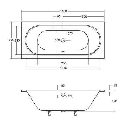 Przejdź do produktu Wanna prostokątna 160x75 cm do zabudowy, z cienkim rantem Besco Vitae Slim #WAV-160-SL biały połysk