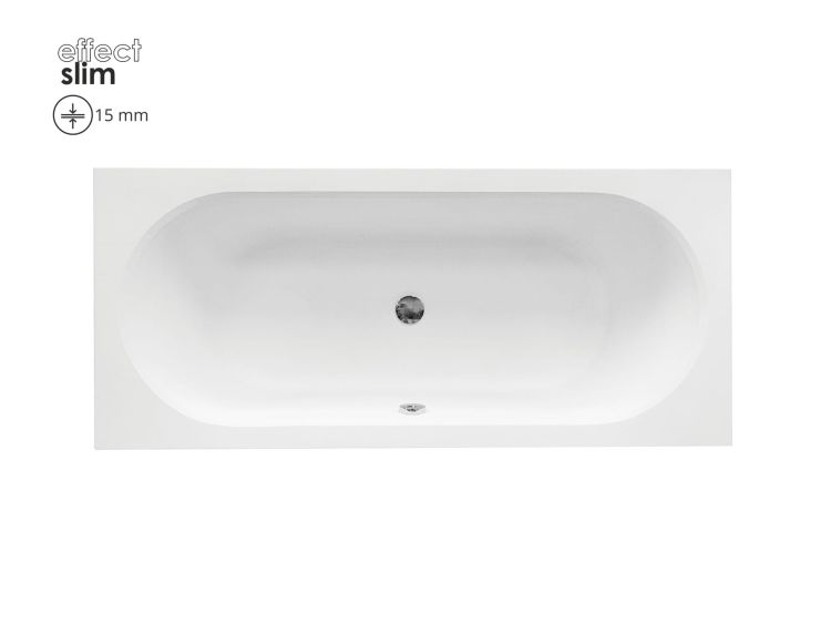 Wanna prostokątna 160x75 cm do zabudowy, z cienkim rantem Besco Vitae Slim #WAV-160-SL biały połysk