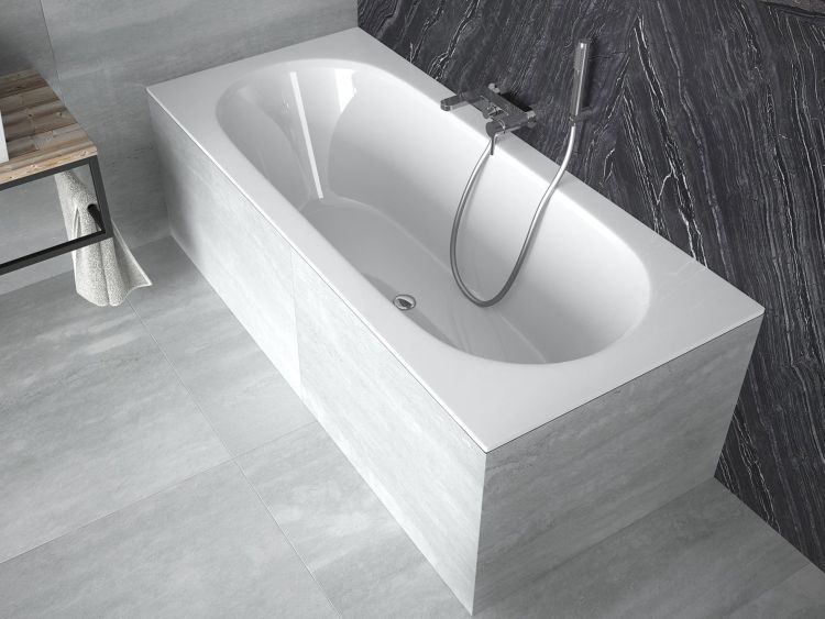 Wanna prostokątna 170x75 cm do zabudowy, z cienkim rantem Besco Vitae Slim #WAV-170-SL biały połysk
