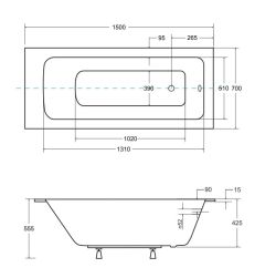 Wanna prostokątna 170x75 cm do zabudowy, z cienkim rantem Besco Talia Slim #WAT-170-SL biały połysk