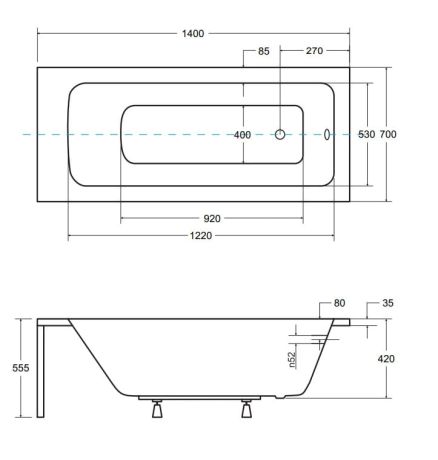 Przejdź do produktu Wanna prostokątna 140x70 cm Besco Talia #WAT-140-PK biały połysk