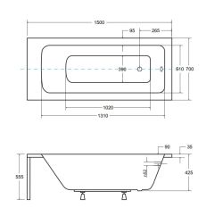 Wanna prostokątna 150x70 cm Besco Talia #WAT-150-PK biały połysk
