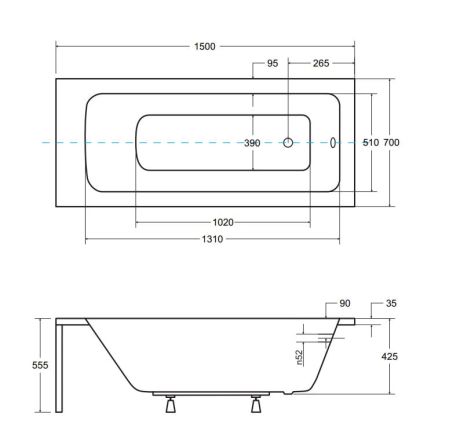 Przejdź do produktu Wanna prostokątna 150x70 cm Besco Talia #WAT-150-PK biały połysk