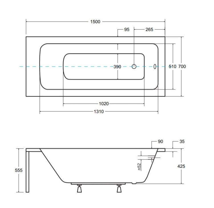 Wanna prostokątna 150x70 cm Besco Talia #WAT-150-PK biały połysk