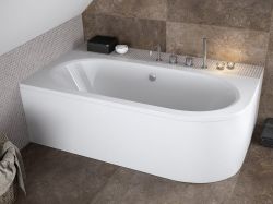 Wanna akrylowa asymetryczna 160x75 cm Besco Avita #WAV-160-NL biały lewa