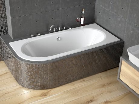 Przejdź do produktu Wanna asymetryczna 180x80 cm z ultra cienkim rantem Besco Avita Slim 180 prawa #WAV-180-NPS