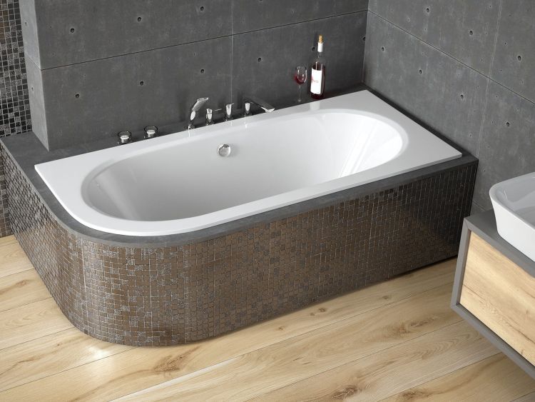 Wanna asymetryczna 180x80 cm z ultra cienkim rantem Besco Avita Slim 180 prawa #WAV-180-NPS