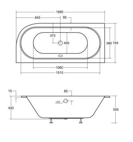 Przejdź do produktu Wanna asymetryczna 170x75 cm z ultra cienkim rantem i przelewem chrom połysk Besco Avita Slim+ 170 lewa #WAV-170-NLP biały