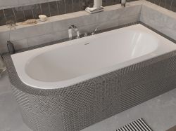 Wanna asymetryczna 170x75 cm z ultra cienkim rantem i przelewem chrom połysk Besco Avita Slim+ 170 prawa #WAV-170-NPP biały