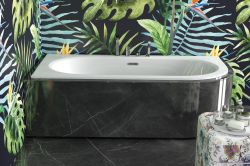 Wanna asymetryczna 170x75 cm z ultra cienkim rantem i przelewem chrom połysk Besco Avita Slim+ 170 lewa #WAV-170-NLP biały