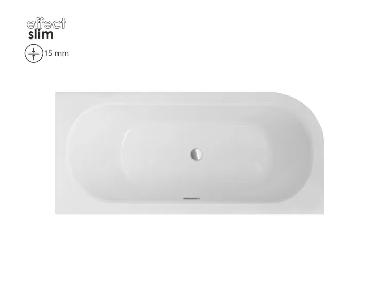 Wanna asymetryczna 180x80 cm z ultra cienkim rantem i przelewem chrom połysk Besco Avita Slim+ 180 prawa #WAV-180-NPP biały