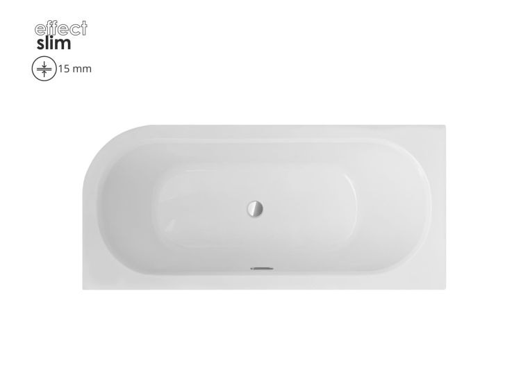 Wanna asymetryczna 180x80 cm z ultra cienkim rantem i przelewem chrom połysk Besco Avita Slim+ 180 lewa #WAV-180-NLP biały