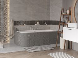 Wanna asymetryczna 180x80 cm z ultra cienkim rantem i złotym przelewem Besco Avita Slim+ 180 prawa #WAV-180-NPP biały