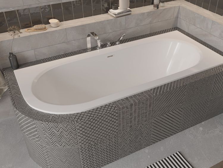 Wanna asymetryczna 180x80 cm z ultra cienkim rantem i złotym przelewem Besco Avita Slim+ 180 prawa #WAV-180-PPZ biały