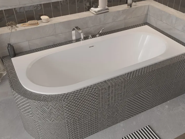 Wanna asymetryczna 160x75 cm z ultra cienkim rantem i złotym przelewem chrom połysk Besco Avita Slim+ 160 prawa #WAV-160-PPZ biały