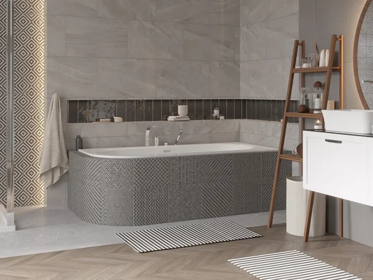 Wanna asymetryczna 160x75 cm z ultra cienkim rantem i złotym przelewem Besco Avita Slim+ 160 lewa #WAV-160-LPZ biały