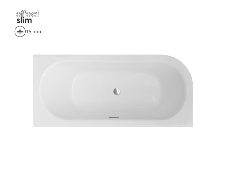 Wanna asymetryczna 170x75 cm z ultra cienkim rantem i złotym przelewem Besco Avita Slim+ 170 prawa #WAV-170-PPZ biały