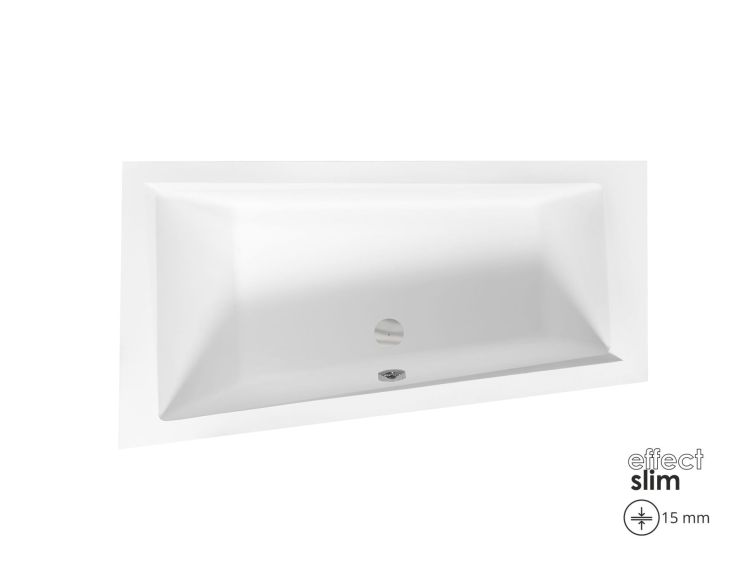 Wanna asymetryczna 150x85 cm z ultra cienkim rantem Besco Intima Slim 150 lewa #WAIT-150-SL biały