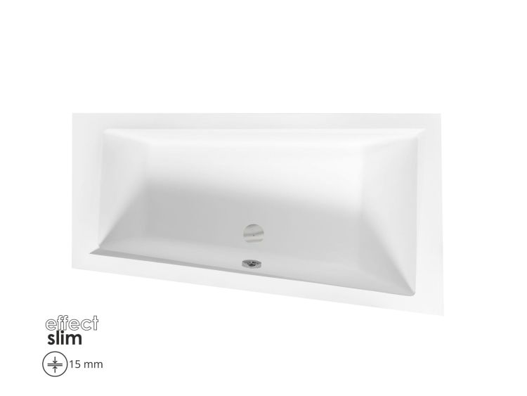Wanna asymetryczna 150x85 cm z ultra cienkim rantem Besco Intima Slim 150 prawa #WAIT-150-SP biały