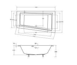 Wanna asymetryczna 150x85 cm z ultra cienkim rantem Besco Intima Slim 150 prawa #WAIT-150-SP biały
