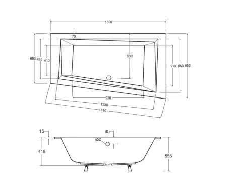 Przejdź do produktu Wanna asymetryczna 150x85 cm z ultra cienkim rantem Besco Intima Slim 150 lewa #WAIT-150-SL biały