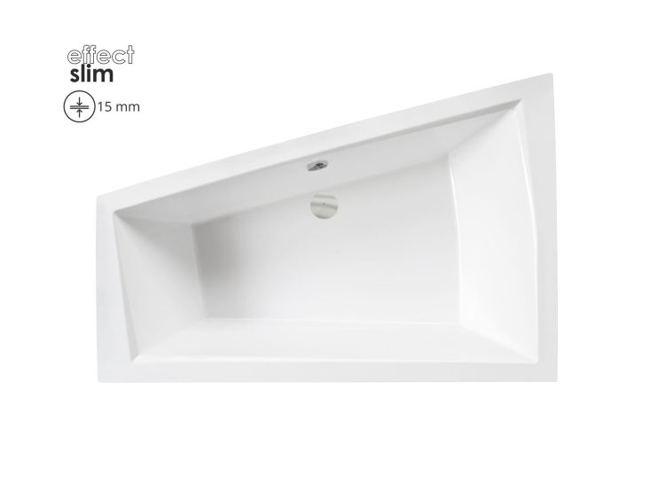 Wanna asymetryczna 170x125 cm z ultra cienkim rantem Besco Intima Duo Slim 170 #WAID-170-SL biały lewa