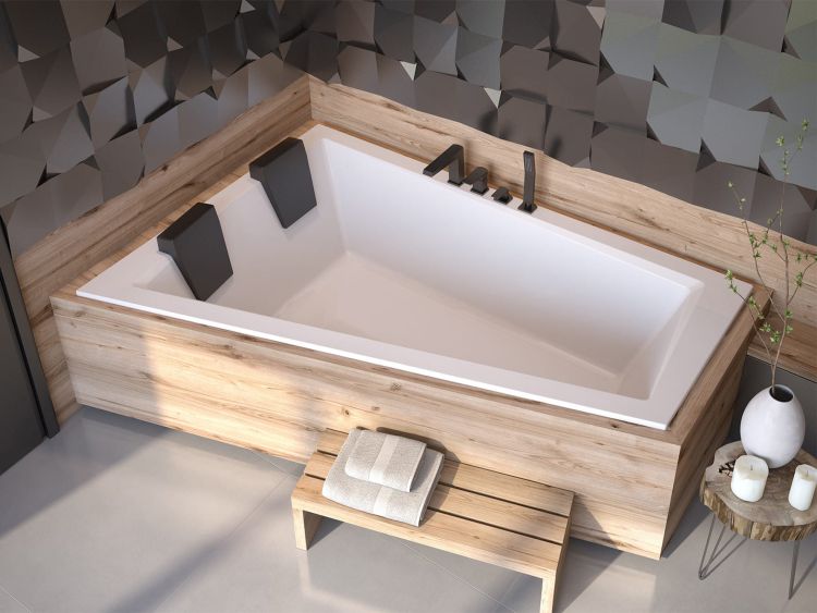 Wanna asymetryczna 170x125 cm z ultra cienkim rantem Besco Intima Duo Slim 170 #WAID-170-SL biały lewa