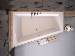 Wanna asymetryczna 180x125 cm z ultra cienkim rantem Besco Intima Duo Slim 180 #WAID-180-SL biały lewa