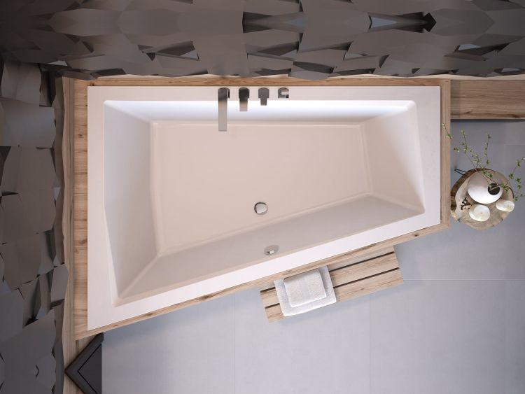 Wanna asymetryczna 180x125 cm z ultra cienkim rantem Besco Intima Duo Slim 180 #WAID-180-SL biały lewa