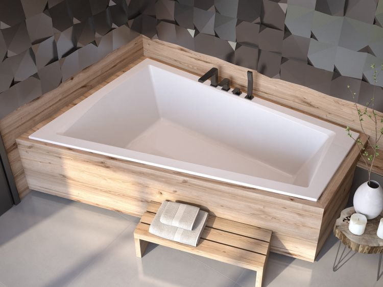 Wanna asymetryczna 180x125 cm z ultra cienkim rantem Besco Intima Duo Slim 180 #WAID-180-SL biały lewa