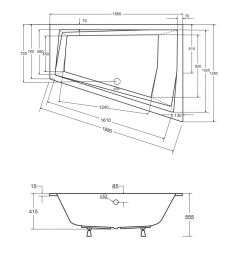 Wanna asymetryczna 180x125 cm z ultra cienkim rantem Besco Intima Duo Slim 180 #WAID-180-S