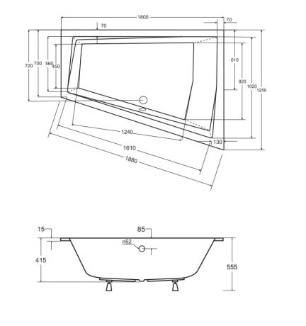 Przejdź do produktu Wanna asymetryczna 180x125 cm z ultra cienkim rantem Besco Intima Duo Slim 180 #WAID-180-SL biały lewa