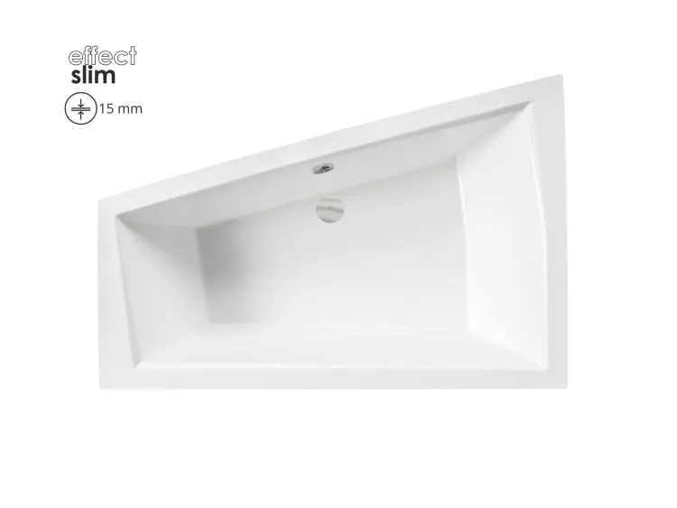 Wanna asymetryczna 180x125 cm z ultra cienkim rantem Besco Intima Duo Slim 180 #WAID-180-SL biały lewa