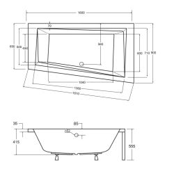 Wanna asymetryczna 160x90cm Besco Intima 160 lewa #WAIT-160-NL biały