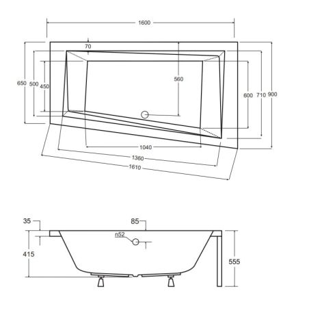Przejdź do produktu Wanna asymetryczna 160x90 cm Besco Intima 160 prawa #WAIT-160-NP biały