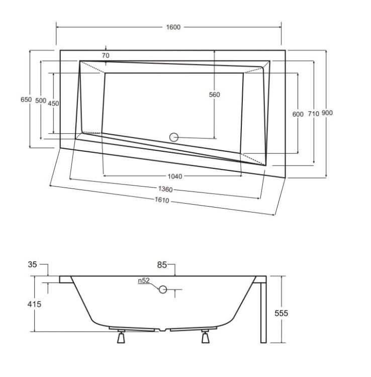 Wanna asymetryczna 160x90cm Besco Intima 160 lewa #WAIT-160-NL biały