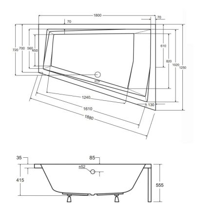 Przejdź do produktu Wanna asymetryczna 180x125 cm Besco Intima Duo #WAID-180-NL lewa