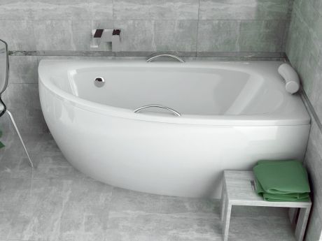 Przejdź do produktu Wanna narożna asymetryczna 150x70 cm z zagłówkiem i uchwytami Besco Milena Premium 150 prawa #WAM-150-NP$
