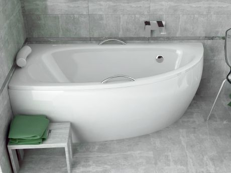 Przejdź do produktu Wanna narożna asymetryczna 150x70 cm z zagłówkiem i uchwytami Besco Milena Premium 150 lewa #WAM-150-NL$
