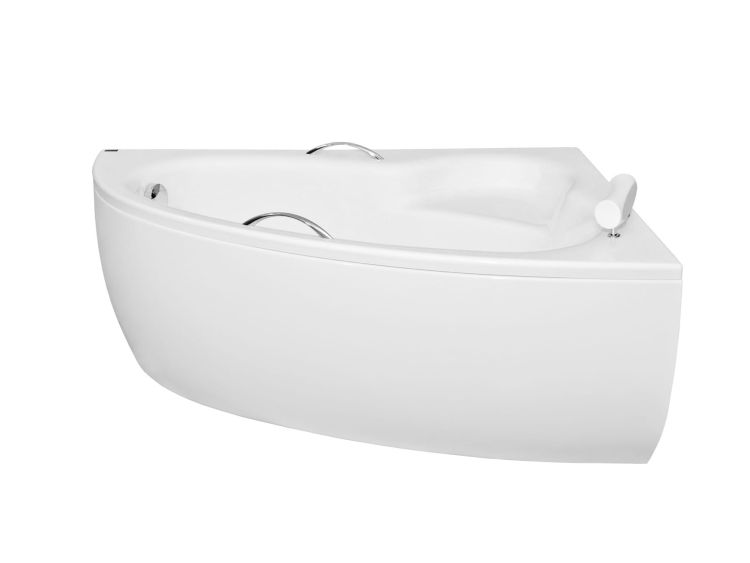 Wanna narożna asymetryczna 150x100 cm z zagłówkiem i uchwytami Besco Natalia Premium 150 prawa #WAN-150-NP$