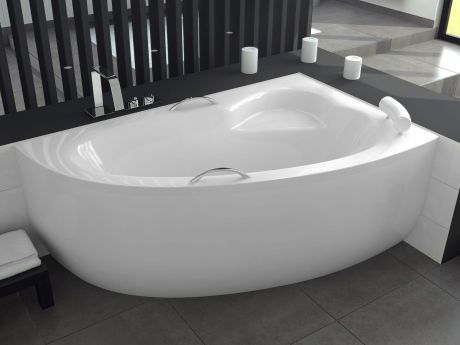 Przejdź do produktu Wanna narożna asymetryczna 150x100 cm z zagłówkiem i uchwytami Besco Natalia Premium 150 prawa #WAN-150-NP$